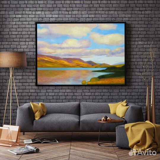 Картина маслом на холсте Озеро пейзаж