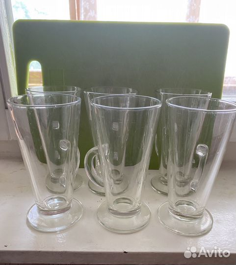 Набор стеклянных стаканов 6 штук для кофе