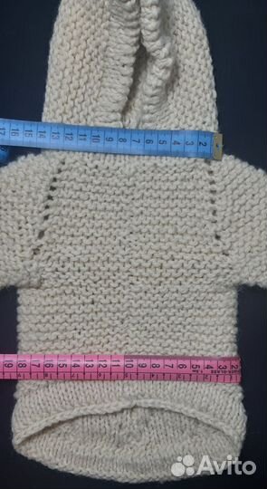 Вязаный свитер худи для собачки, S