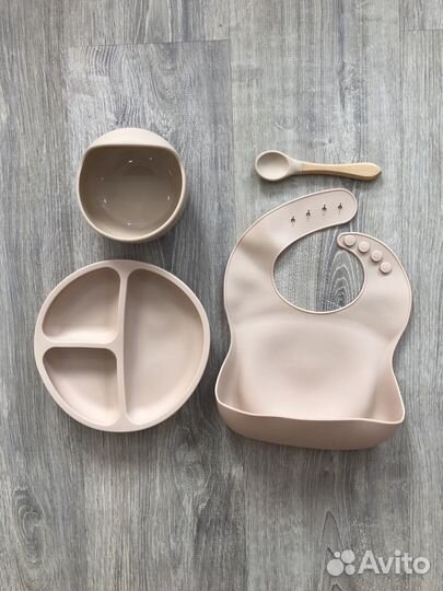 Набор детской силиконовой посуды новый