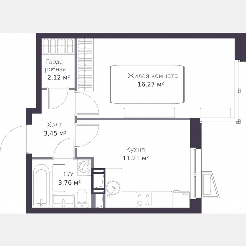 1-к. квартира, 36,8 м², 3/11 эт.