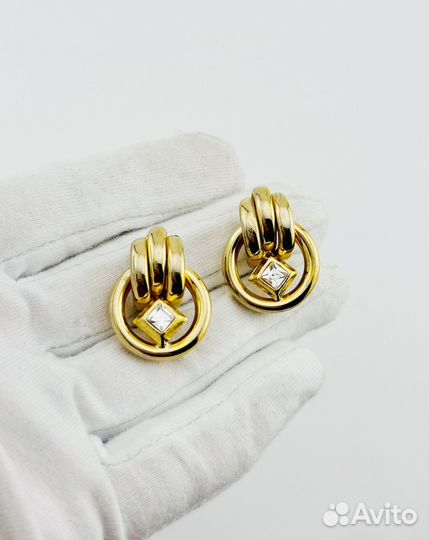 Винтажные клипсы США с кристаллом