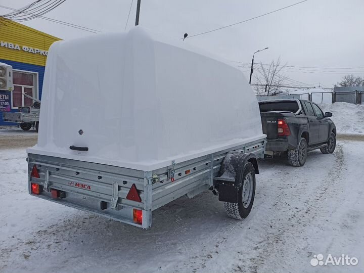 Прицеп для снегохода с крышкой, усиленный