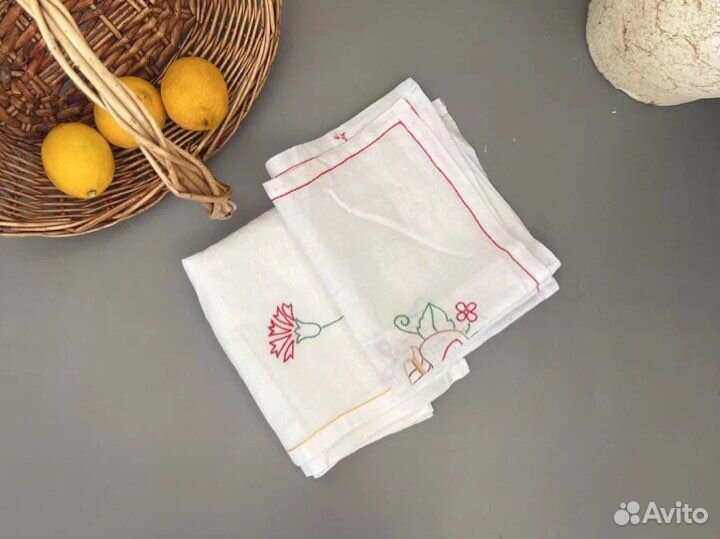 Льняные салфетки вышивка винтаж лен
