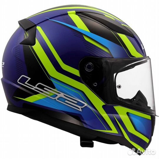 LS2 FF353 rapid 2 flitz Full Face Motorcycle Мотошлем Yellow Fluo Blue