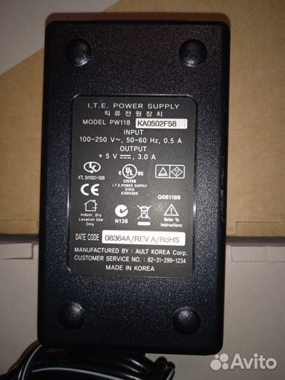 Блок питания/адаптер 5V/3A PW 118