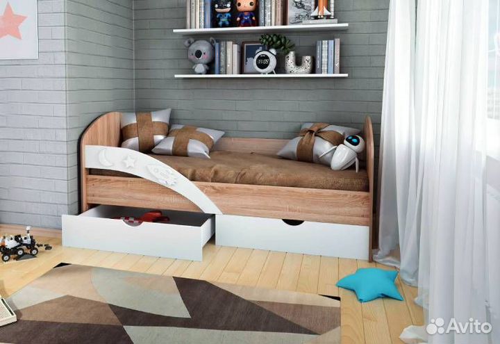 Кровать Космос с 3D-бортиком мдф 90х180