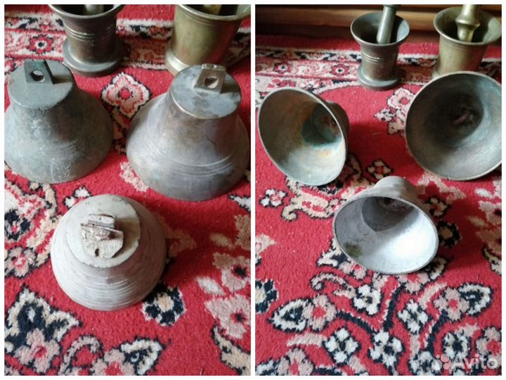 Колокольчики,рында, ступки -26шт34предмета старина