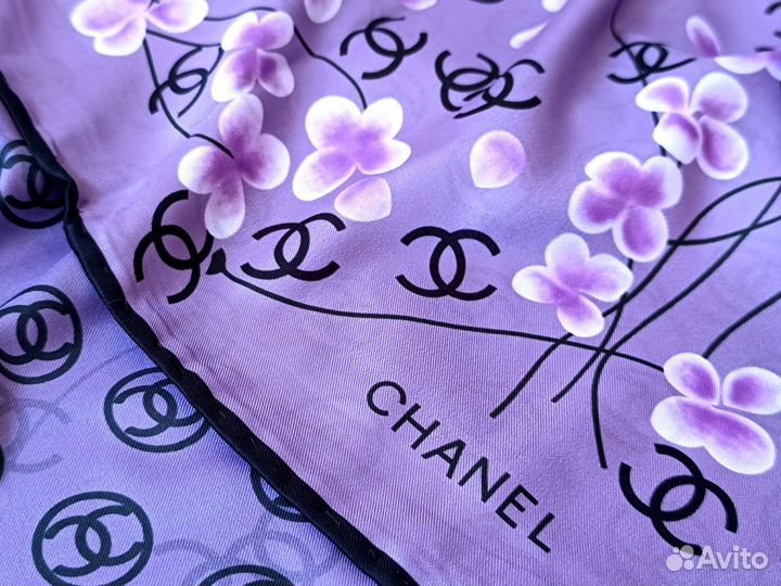 Платок Chanel Двусторонний Ручной подгиб Шелковый