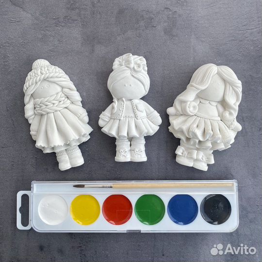 Набор для росписи по гипсу с красками и кисточкой