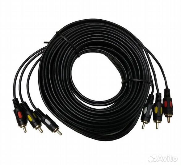 Кабель 3 тюльпана (3RCA-3RCA), 15м