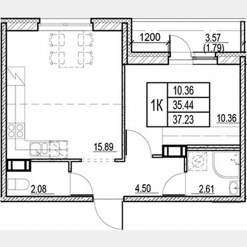 1-к. квартира, 37,2 м², 7/13 эт.