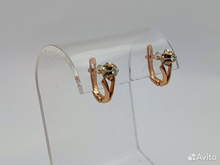 Золотые серьги Тюльпан 585* с 2 брилл 0.08ct