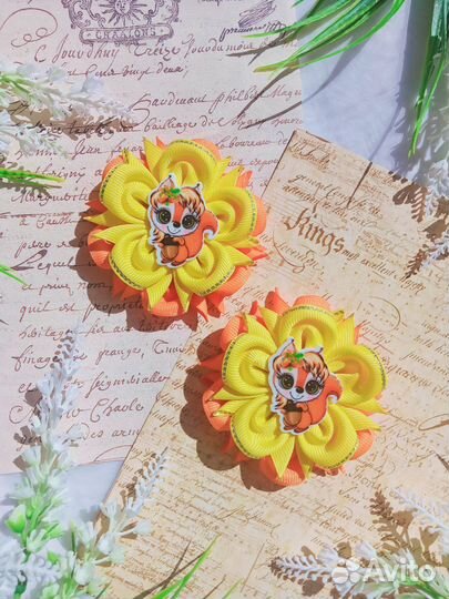 Осенние бантики резиночки заколки