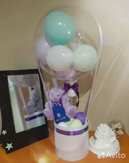 Шары deco bubbles, коробка- сюрприз, цветы в шаре