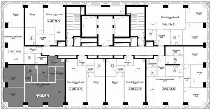 2-к. квартира, 77,5 м², 38/41 эт.