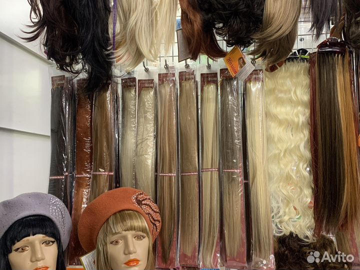 Парики,шиньоны,пряди,хвосты на ленте)