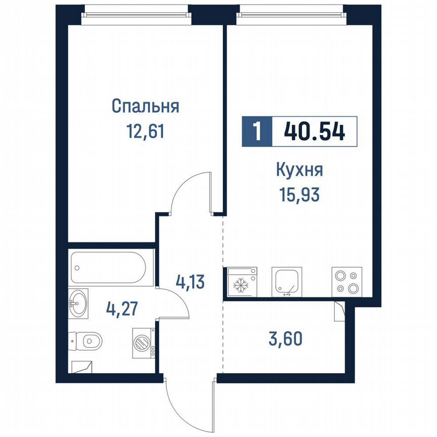 1-к. квартира, 40,5 м², 2/18 эт.