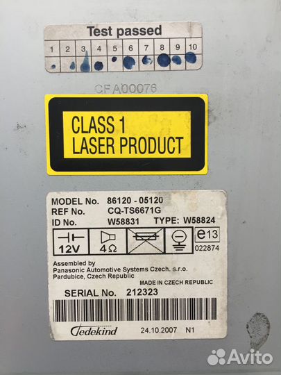 Штатная магнитола Toyota Avensis