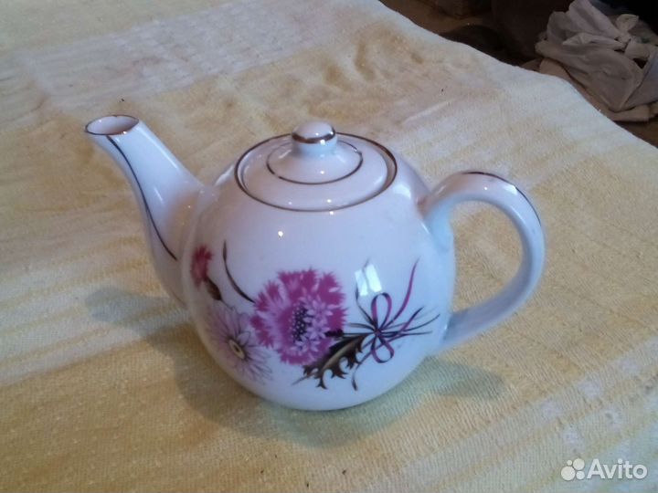 Кружка чайная СССР с блюдцами заварочный чайник