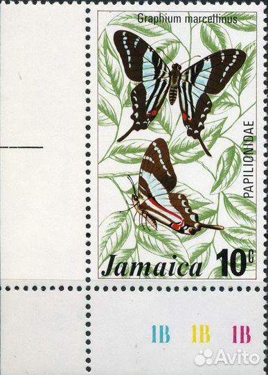 Марки Бабочки. Ямайка 1975 г