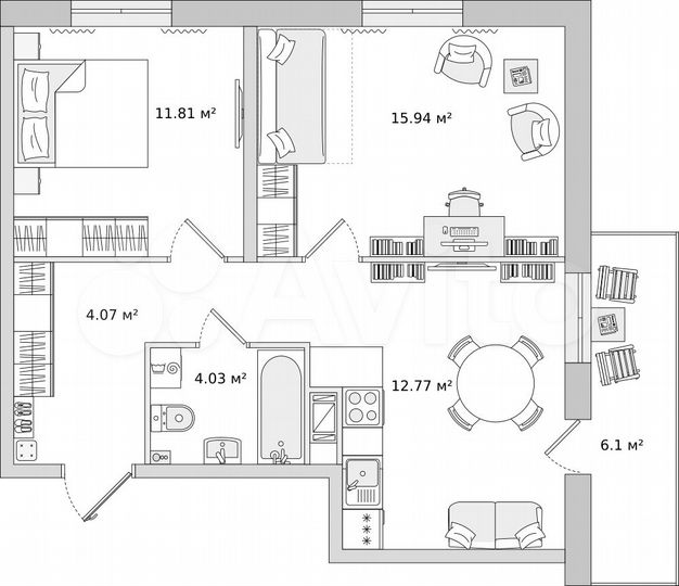 2-к. квартира, 61,6 м², 16/22 эт.