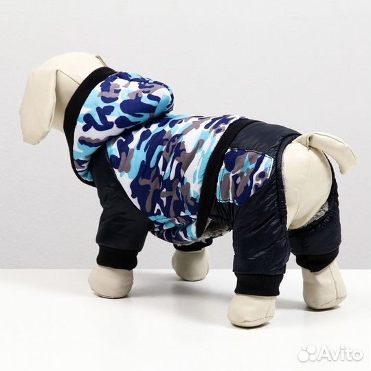 Комбинезон для собак на меховом подкладе с капюшон