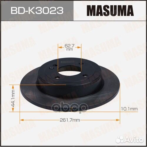 Диск тормозной masuma rear уп.2 BDK3023 Masuma