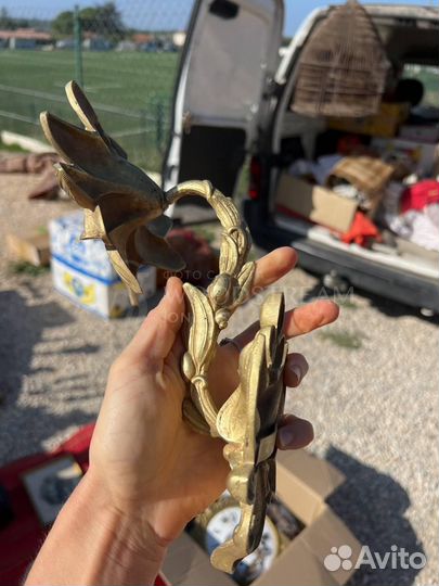 Крючок настенный винтаж бронза Франция