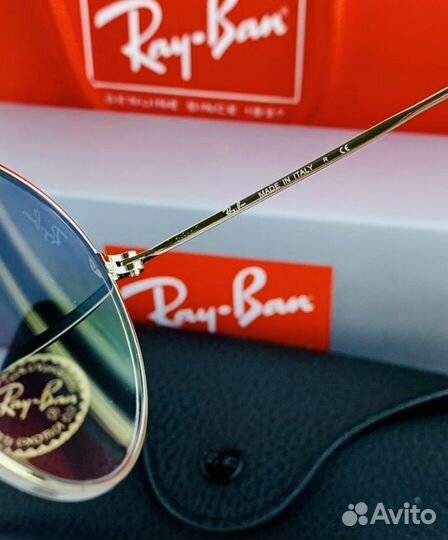 Солнцезащитные очки ray ban round metal голубые
