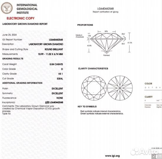 Золотое кольцо с бриллиантом 5к, D, vs1, IGI, CVD