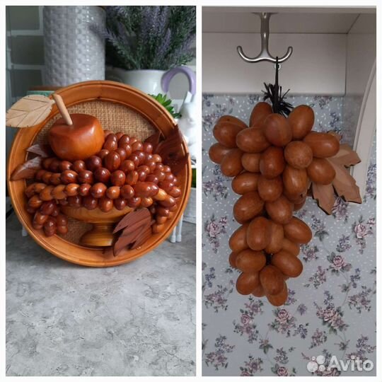 Панно из дерева, кисть винограда