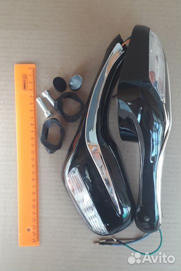 Зеркала (070) пласт. объемные черные,поворотник