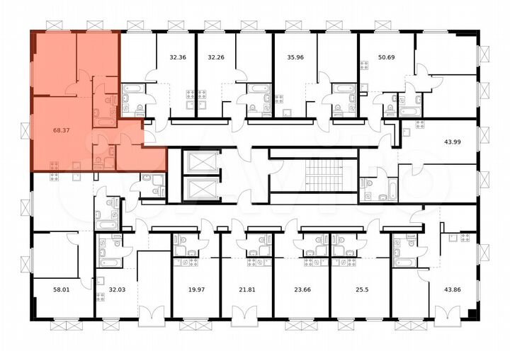 2-к. квартира, 68,4 м², 8/9 эт.