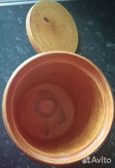 Банка деревянная с крышкой, резная, СССР