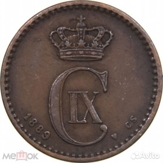 Дания 1 ойре 1889 дельфин