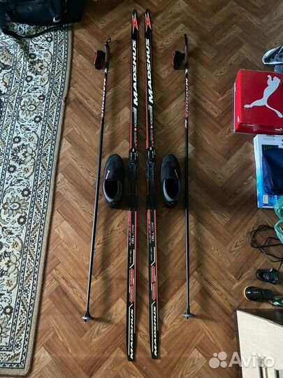 Беговые лыжи Madshus с палками и ботинками