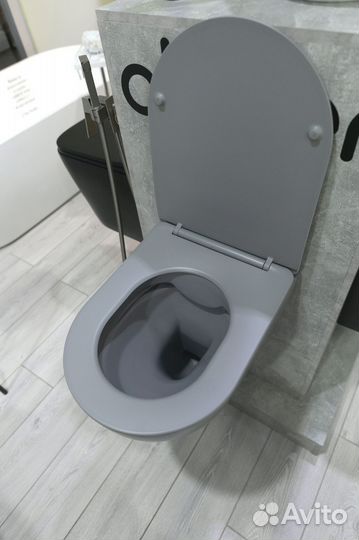 Унитаз подвесной серый