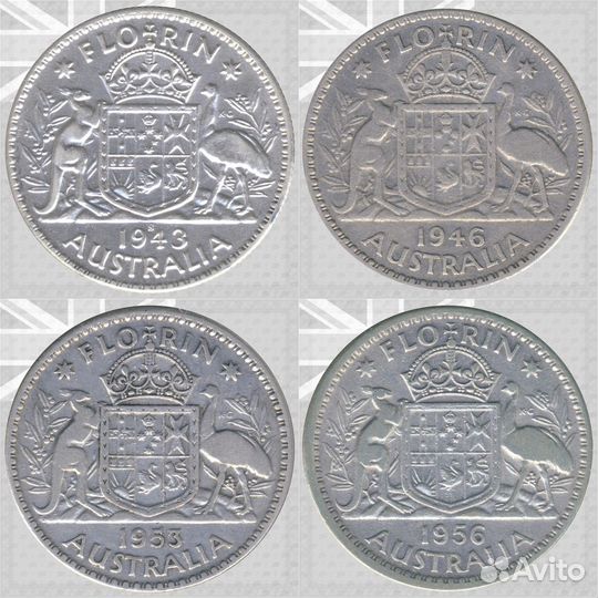 1 Флорин 1943, 1946, 1953, 1956 Австралия