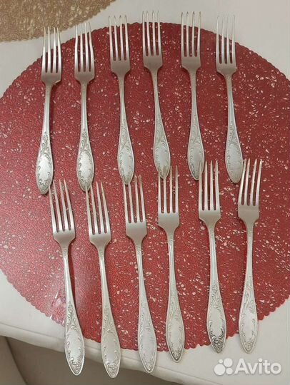 Набор 12 вилок мельхиор 
