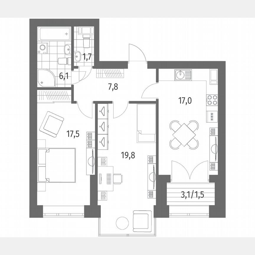 2-к. квартира, 71,5 м², 6/11 эт.