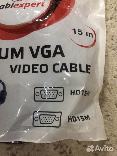 Кабель VGA 15 м Cablexpert Premium