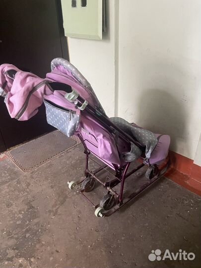 Детские санки коляска с колесами