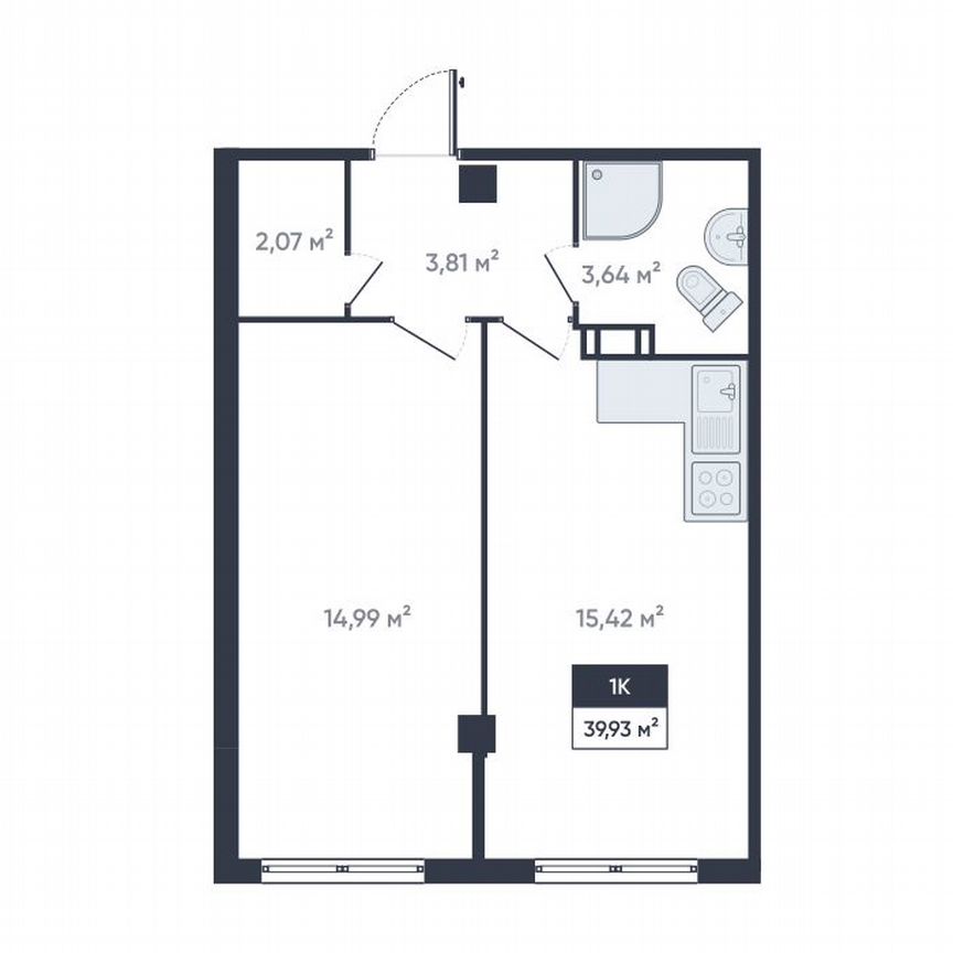 1-к. квартира, 41,1 м², 10/18 эт.