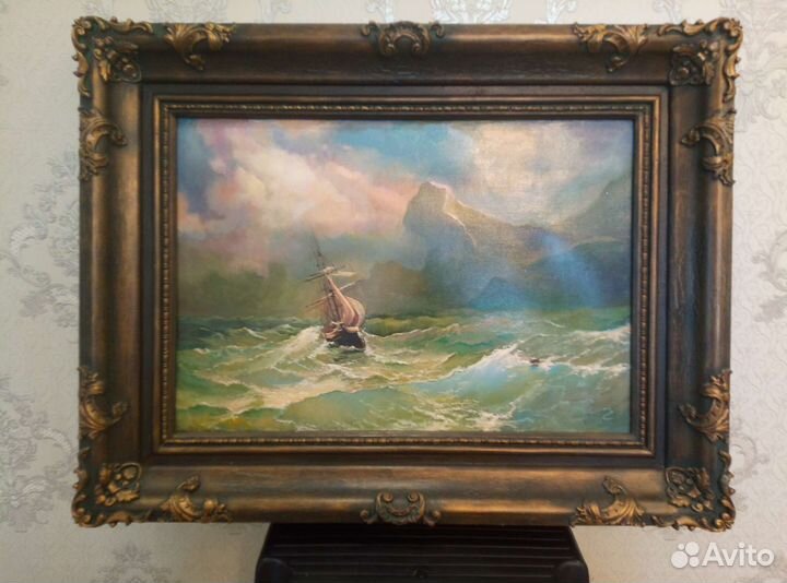 Морской пейзаж в деревянной раме