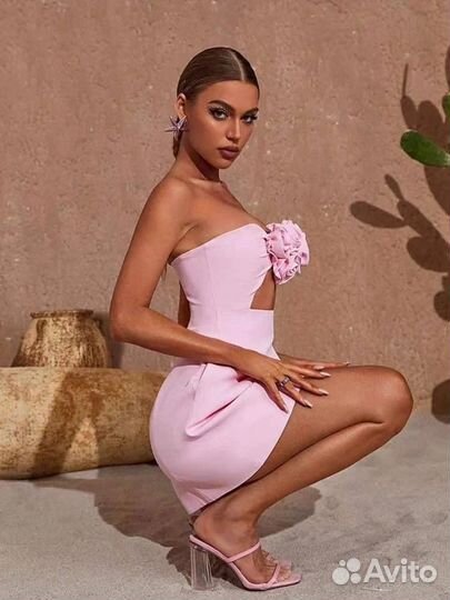 Платье мини розовое