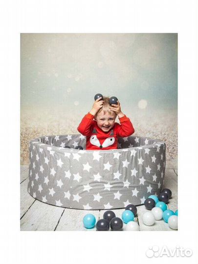 Сухие бассейны Bällebad Soft White Stars Grau