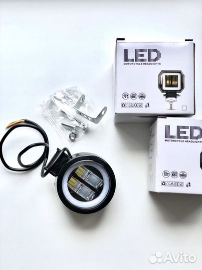 Led птф фары с дхо ангельские глазки 12-80V