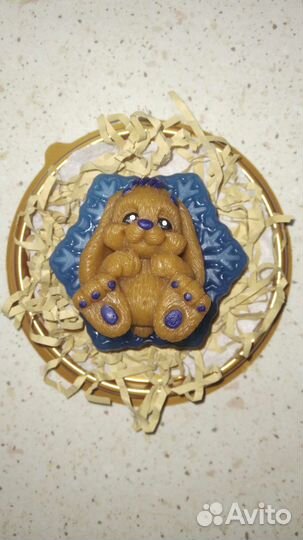 Мыло: зайка на снежинке