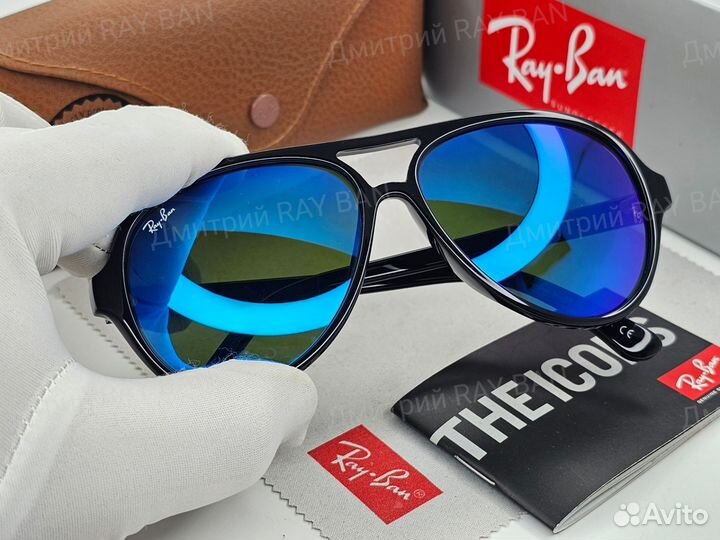 Очки Ray Ban Cats 4125 Синее Зеркальное Стекло